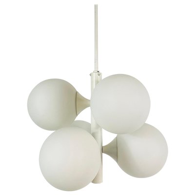 Mid-Century Space Age White 4-Arm Chandelier from Kaiser Leuchten, Germany, 1960s-PUK-783897