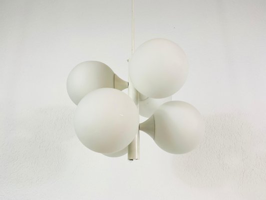 Mid-Century Space Age White 4-Arm Chandelier from Kaiser Leuchten, Germany, 1960s-PUK-783897