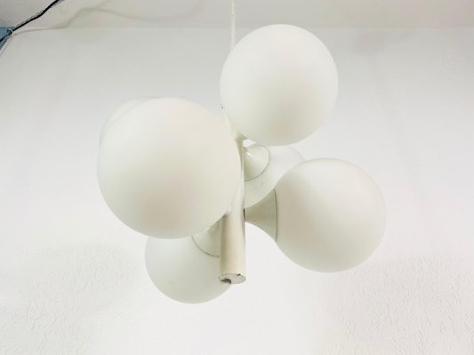 Mid-Century Space Age White 4-Arm Chandelier from Kaiser Leuchten, Germany, 1960s-PUK-783897