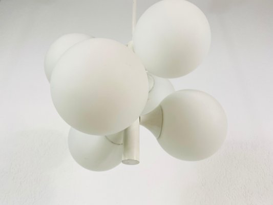 Mid-Century Space Age White 4-Arm Chandelier from Kaiser Leuchten, Germany, 1960s-PUK-783897