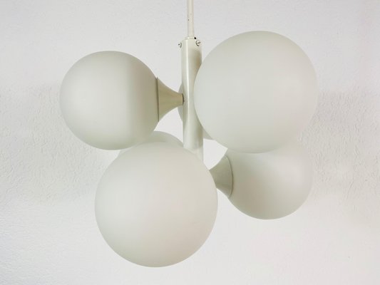 Mid-Century Space Age White 4-Arm Chandelier from Kaiser Leuchten, Germany, 1960s-PUK-783897