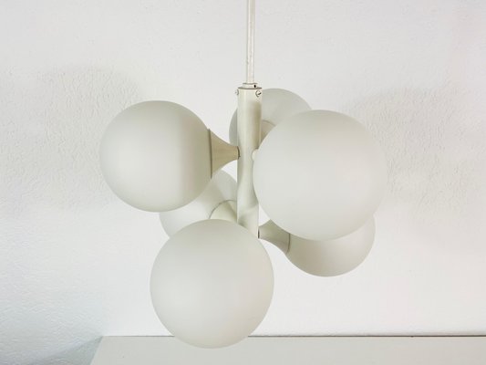 Mid-Century Space Age White 4-Arm Chandelier from Kaiser Leuchten, Germany, 1960s-PUK-783897