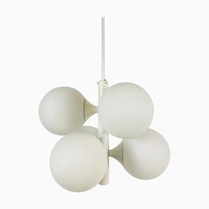 Mid-Century Space Age White 4-Arm Chandelier from Kaiser Leuchten, Germany, 1960s-PUK-783897