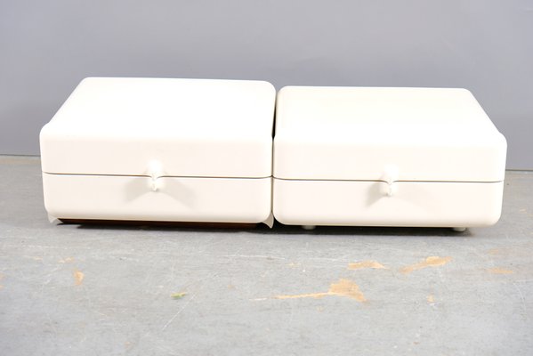 Mid-Century Space Age White Sideboards, France, 1960s, Set of 2-CIP-942333