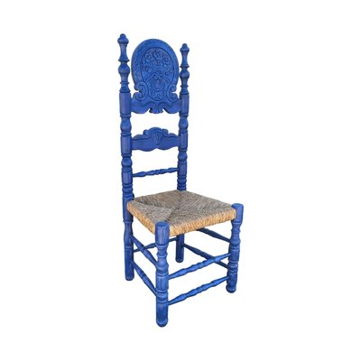 Mid-Century Spanish Blue Wood Chairs, Set of 2-TCS-1799374