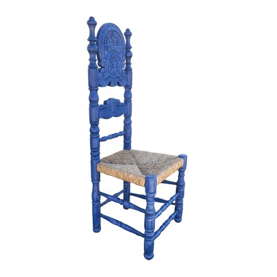 Mid-Century Spanish Blue Wood Chairs, Set of 2-TCS-1799374