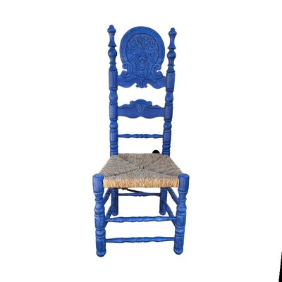 Mid-Century Spanish Blue Wood Chairs, Set of 2-TCS-1799374