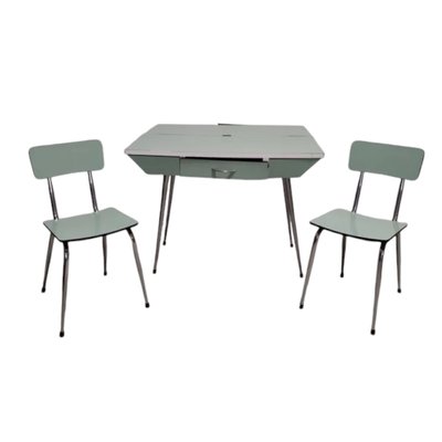 Mid-Century Spanish Kitchen Formica Table with Chairs, Set of 3-TCS-2036121