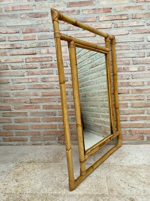 Mid-Century Spanish Modern Handmade Bamboo Wall Mirror-NOU-1005652