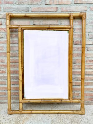 Mid-Century Spanish Modern Handmade Bamboo Wall Mirror-NOU-1005652