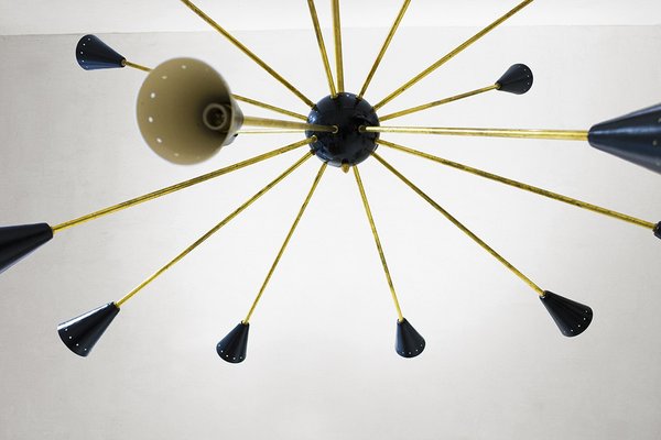 Mid-Century Sputnik Chandelier in Brass, 1960s-WLO-1384216