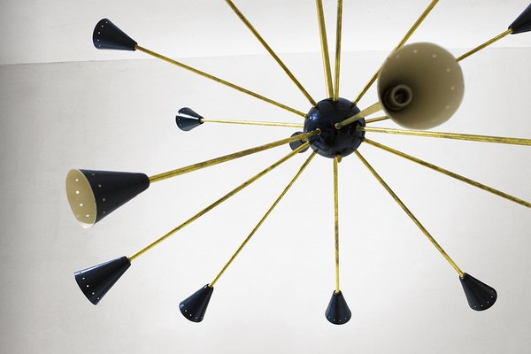 Mid-Century Sputnik Chandelier in Brass, 1960s-WLO-1384216