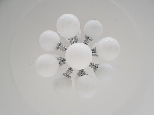 Mid-Century Sputnik Metal Pendant Light with 13 Glass Globes, 1970s-ZO-1128746