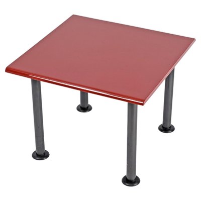 Mid-Century Square Coffee Table with Cardinal Red Top, Italy, 1980s-JDR-1798573