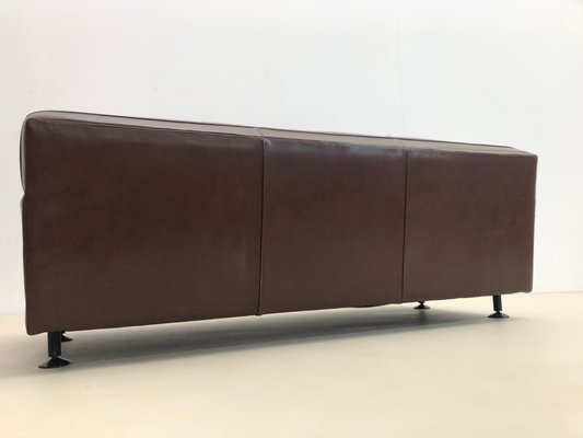 Mid-Century Square Sofa in Brown Leather by Marco Zanuso for Arflex, 1960s-FGA-1231588