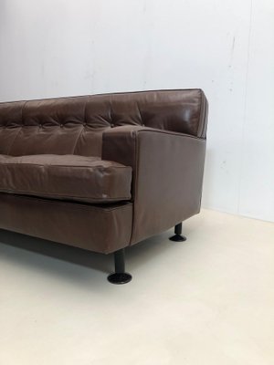 Mid-Century Square Sofa in Brown Leather by Marco Zanuso for Arflex, 1960s-FGA-1231588