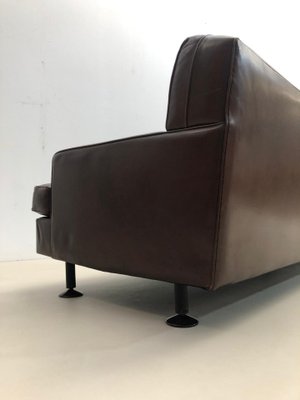 Mid-Century Square Sofa in Brown Leather by Marco Zanuso for Arflex, 1960s-FGA-1231588