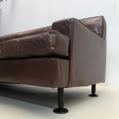 Mid-Century Square Sofa in Brown Leather by Marco Zanuso for Arflex, 1960s-FGA-1231588