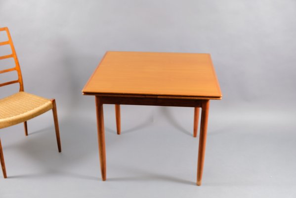 Mid-Century Square Teak Extendable Dining Table-CIP-792071