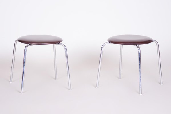 Mid-Century Steel and Leatherette Stools, 1960s, Set of 2-WHY-1071412