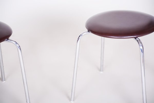 Mid-Century Steel and Leatherette Stools, 1960s, Set of 2-WHY-1071412