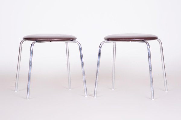 Mid-Century Steel and Leatherette Stools, 1960s, Set of 2-WHY-1071412