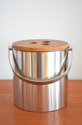 Mid-Century Steel and Teak Cylinda Line Ice Bucket by Arne Jacobsen for Stelton, 1960s-OV-1000027