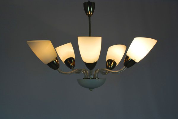 Mid-Century Steel & Glass Pendant Lamp, 1960s-WVS-1735191