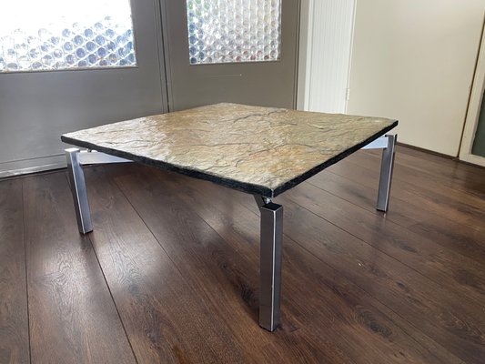 Mid-Century Steel & Slate Coffee Table-DE-743993