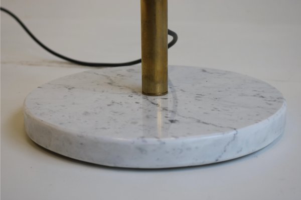 Mid-Century Stilnovo Style Floor Lamp in Carrara Marble & Black Brass, 1950s-WIP-1355170