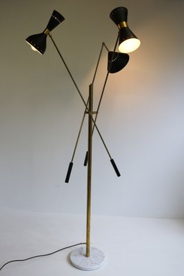 Mid-Century Stilnovo Style Floor Lamp in Carrara Marble & Black Brass, 1950s-WIP-1355170