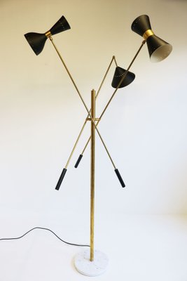 Mid-Century Stilnovo Style Floor Lamp in Carrara Marble & Black Brass, 1950s-WIP-1355170