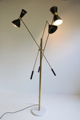 Mid-Century Stilnovo Style Floor Lamp in Carrara Marble & Black Brass, 1950s-WIP-1355170