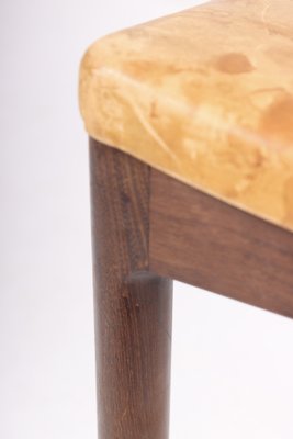 Mid-Century Stool in Patinated Leather Denmark, 1960s-FK-1284325