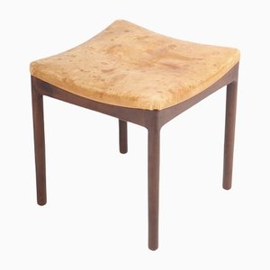 Mid-Century Stool in Patinated Leather Denmark, 1960s-FK-1284325