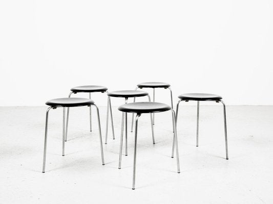 Mid-Century Stools in Black by Arne Jacobsen for Fritz Hansen, 1964, Set of 6-MF-1765671