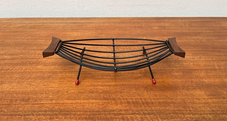 Mid-Century String Fruit Bowl with Teak Handle, 1960s-UAH-1705824