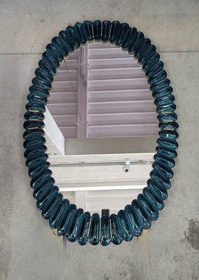 Mid-Century Style Italian Oval Mirror in Murano Glass and Brass, 2000-UH-1754603