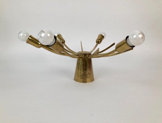 Mid-Century Sun Brass Ceiling Lamp, 1950s-BAF-763515