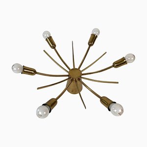 Mid-Century Sun Brass Ceiling Lamp, 1950s-BAF-763515