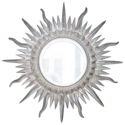 Mid-Century Sun Silver Wood French Mirror, 1960s-UZ-963618