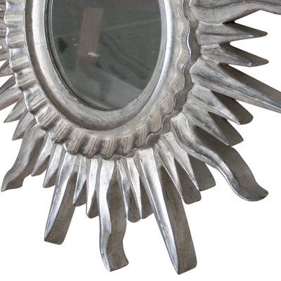 Mid-Century Sun Silver Wood French Mirror, 1960s-UZ-963618