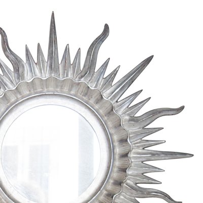 Mid-Century Sun Silver Wood French Mirror, 1960s-UZ-963618