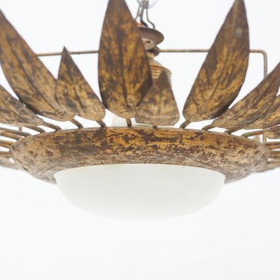 Mid-Century Sunburst Brass Pendant Lamp, 1960s-WM-1064944