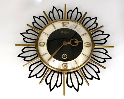 Mid-Century Sunburst Wall Clock from Müller, 1960s-ZCY-1785605