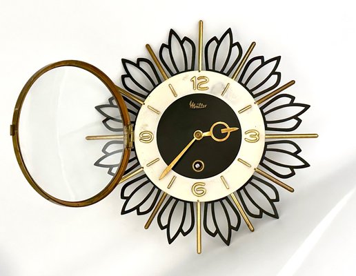 Mid-Century Sunburst Wall Clock from Müller, 1960s-ZCY-1785605