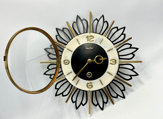 Mid-Century Sunburst Wall Clock from Müller, 1960s-ZCY-1785605