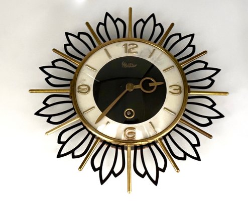 Mid-Century Sunburst Wall Clock from Müller, 1960s-ZCY-1785605