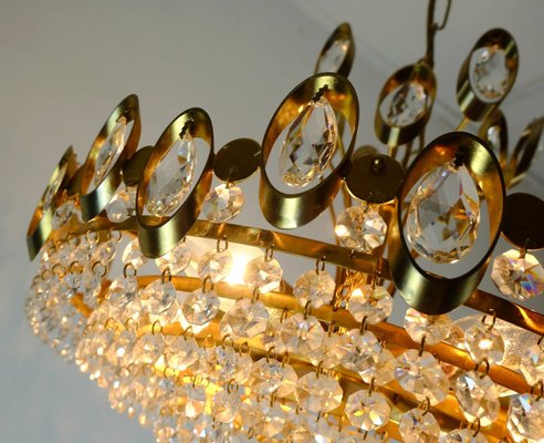 Mid-Century Suspension Crystal Glass and Brass-Plated Lamp by Christoph Palme for Palwa-FH-912796