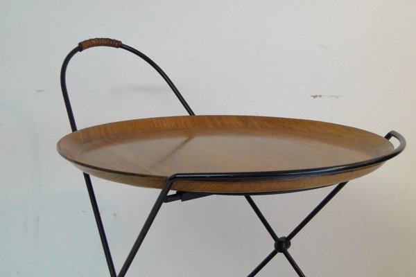 Mid-Century Swedish Bar Cart with Teak Tablet and String Frame by Paul Nagel for Jie Gantofta, 1960s-VRE-1162396